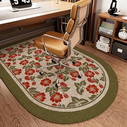 DKPLOE Bodenschutzmatte BüRostuhl Teppich Schalldicht Halbrunde Form BüRostuhl Unterlage Teppich Geeignet FüR Arbeitszimmer Schlafzimmer BüRos Und KüChen(Grün,60x90cm) von DKPLOE