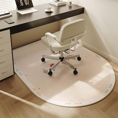 DKPLOE Bodenschutzmatte BüRostuhlunterlage füR Parkett Laminat BüRostuhl Unterlage Teppich Zuschneidbar Schreibtischstuhl Unterlage Halbrunde Form(Beige B,90x120cm) von DKPLOE