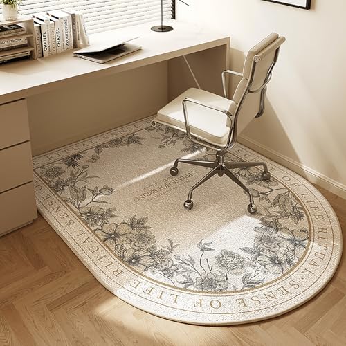 DKPLOE Bodenschutzmatte BüRostuhlunterlage füR Parkett Laminat BüRostuhl Unterlage Teppich Zuschneidbar Schreibtischstuhl Unterlage Halbrunde Form(Beige C,100x120cm) von DKPLOE
