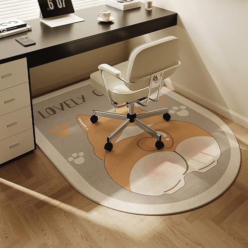 DKPLOE Bodenschutzmatte BüRostuhlunterlage füR Parkett Laminat BüRostuhl Unterlage Teppich Zuschneidbar Schreibtischstuhl Unterlage Halbrunde Form(Beige D,60x120cm) von DKPLOE