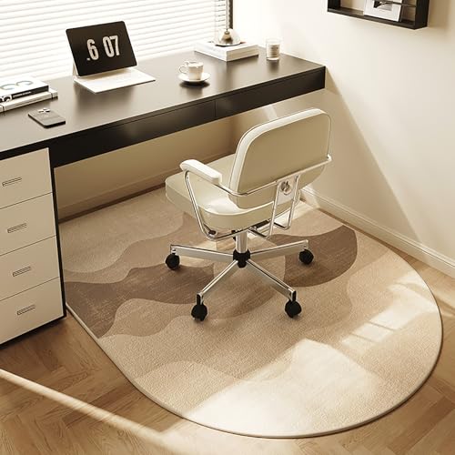 DKPLOE Bodenschutzmatte BüRostuhlunterlage füR Parkett Laminat BüRostuhl Unterlage Teppich Zuschneidbar Schreibtischstuhl Unterlage Halbrunde Form(Beige F,100x120cm) von DKPLOE