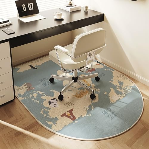 DKPLOE Bodenschutzmatte BüRostuhlunterlage füR Parkett Laminat BüRostuhl Unterlage Teppich Zuschneidbar Schreibtischstuhl Unterlage Halbrunde Form(Beige H,60x120cm) von DKPLOE