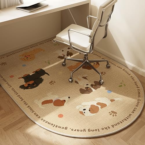 DKPLOE Bodenschutzmatte BüRostuhlunterlage füR Parkett Laminat BüRostuhl Unterlage Teppich Zuschneidbar Schreibtischstuhl Unterlage Halbrunde Form(Beige I,60x90cm) von DKPLOE