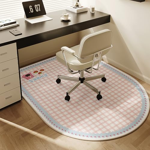DKPLOE Bodenschutzmatte BüRostuhlunterlage füR Parkett Laminat BüRostuhl Unterlage Teppich Zuschneidbar Schreibtischstuhl Unterlage Halbrunde Form(Colored A,60x90cm) von DKPLOE