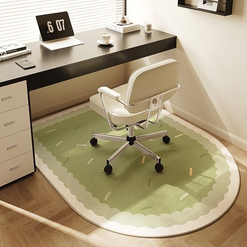 DKPLOE Bodenschutzmatte BüRostuhlunterlage füR Parkett Laminat BüRostuhl Unterlage Teppich Zuschneidbar Schreibtischstuhl Unterlage Halbrunde Form(Green A,90x120cm) von DKPLOE