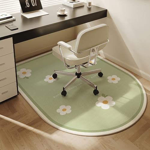 DKPLOE Bodenschutzmatte BüRostuhlunterlage füR Parkett Laminat BüRostuhl Unterlage Teppich Zuschneidbar Schreibtischstuhl Unterlage Halbrunde Form(Green C,80x120cm) von DKPLOE