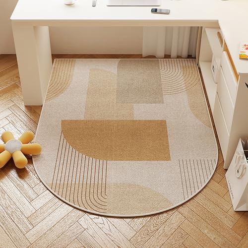 DKPLOE Schreibtischstuhl Unterlage Gaming Wasserdicht Unterlage Schreibtischstuhl Teppich Bodenschutzmatte Schalldicht Zuschneidbar Leicht Zu Reinigen(Beige E,80x120cm) von DKPLOE