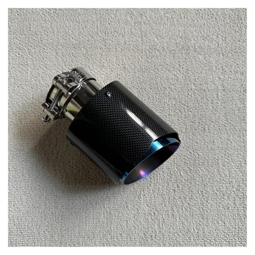 DKPMWD Auspuffblenden 1PC Auto-Auspuffrohr Gerader Flansch Glänzende Carbon-Endspitze Blaues Edelstahl-Schalldämpferrohr Endrohre(ID 60mm-OD 101mm) von DKPMWD