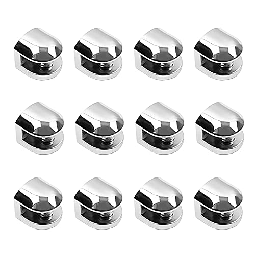 DKSooozs 12Pcs Glass Brackets Adjustable Zinc Glass Clip Shelf Clamp Holder Flat Back Mount Holder for Staircase Handrail von DKSooozs