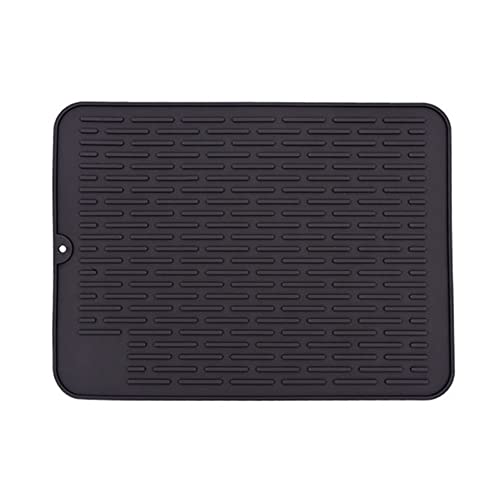 DKSooozs 1Pcs Silikon Geschirr Trocknen Matte,Hitzebeständige Silikonmatte,Nicht- Geschirr Trocknen Matte,Silikon Trocknen Matte für Küche,Schwarz von DKSooozs