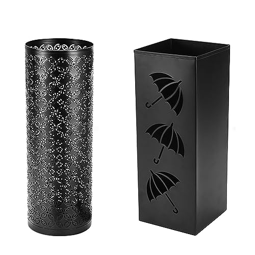 DKSooozs Metall Schirmfass Haushalt Einfach Quadratisch Rund Schirmständer Lobby Feuchtigkeitsfest Regenschirm Aufbewahrung Fass von DKSooozs