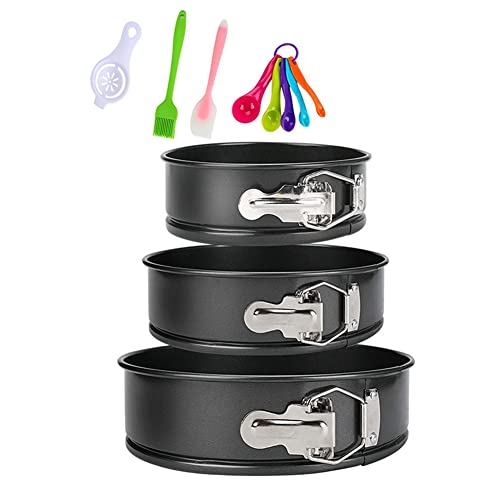 DKSooozs Pan 3 (4/7/9 Zoll) Kuchenformen-Sets Karbonstahl Schloss Live Bottom Kuchenform Antihaft-Lock Lock Bottom Bakeware zum Backen – auslaufsichere 3-stöckige Kuchenform Backgeschirr von DKSooozs