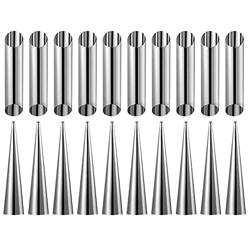 DKSooozs Sahne Horn Form Set Creme Edelstahl Backform Cannoli Röhrchen Formen Kegel Backform von DKSooozs