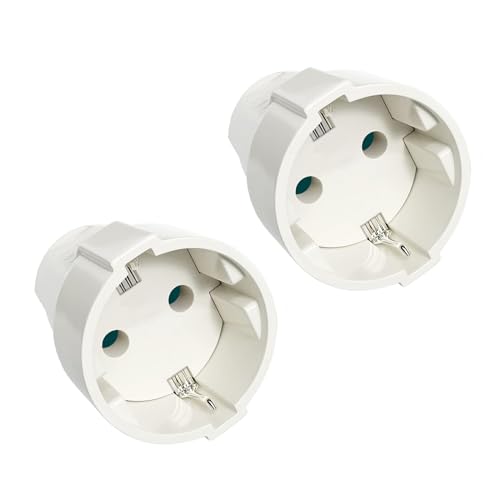 2er Schutzkontakt-kupplung mit Knickschutztülle, Schuko Kupplung IP44 Schutzklasse, Schukokupplungen 230 V/16 A ohne Kabel, PVC Schuko Kupplung mit doppeltem Schutzkontakt für 10mm Kabel, weiß von DKTYGER