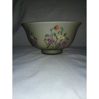 Vintage Weiße Und Grüne Gefrostete Servierschale, Blumendesign Glasschale Made in Italy von DKVintageShop
