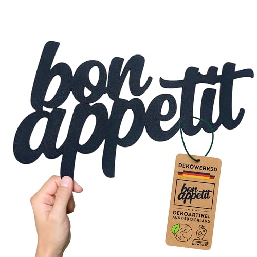 Bon Appetit Schild - Deko Schriftzug & Wanddekoration - Wand Dekoration Küche - Bon Appétit Küche Türschild - Wanddeko - Wandschrift - Wandschild (L) von DKWRK3D