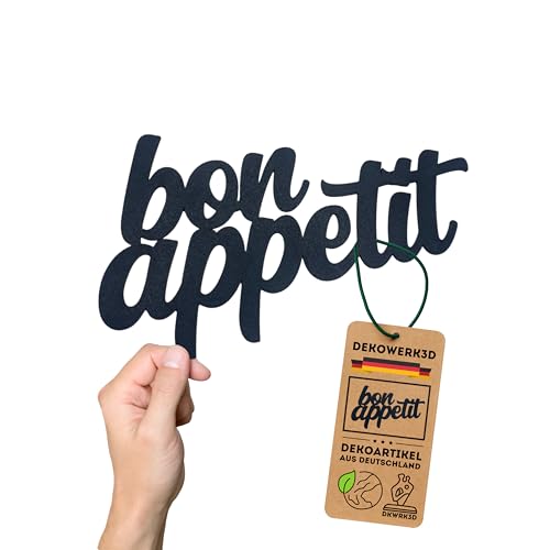 Bon Appetit Schild - Deko Schriftzug & Wanddekoration - Wand Dekoration Küche - Bon Appétit Küche Türschild - Wanddeko - Wandschrift - Wandschild (M) von DKWRK3D