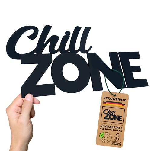 Chill Zone Schild - Chillzone Deko Schriftzug - Türschild & Wanddekoration - Wand Dekoration Wohnzimmer - Relax Jugendzimmer - Wandschild zum Kleben an der Wand oder Tür (L) von DKWRK3D