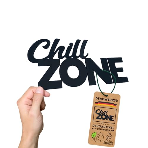 Chill Zone Schild - Chillzone Deko Schriftzug - Türschild & Wanddekoration - Wand Dekoration Wohnzimmer - Relax Jugendzimmer - Wandschild zum Kleben an der Wand oder Tür (M) von DKWRK3D