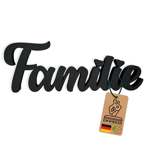 DKWRK3D Familie Schriftzug - Family Aufsteller - Deko - Home Schild Moderne - Wohnzimmer Dekoration zum hinstellen - Wohndekoration Flur - Regal Figur - Deko für zu Hause aus Kunststoff von DKWRK3D