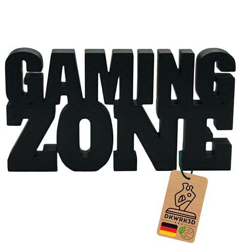 Gaming Zone Schriftzug - Gamer Skulptur Aufsteller - Kinder Zimmer Deko - Zocken Setup Schild - Zocker Dekoration - Kinderzimmer - Jugendzimmer - Spielzimmer - Gamer Room Deko aus Kunststoff von DKWRK3D