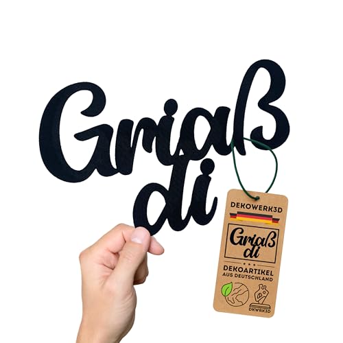 Griaß di Schild - Bayrisch Deko - Hallo Türschild - Servus Tür oder Wand Lustig - Bayern Schilder Wilkommen - Türaufkleber Gaststätte - Grüß Gott Aufkleber - Dekoaufkleber aus Kunststoff (M) von DKWRK3D