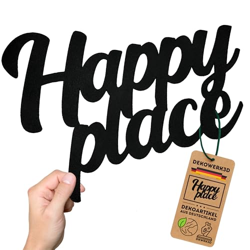 Happy Place Schriftzug - Deko Wand Schild - Wohnzimmer Dekoration - Wanddeko für zu Hause - Wandsticker - Home Wandkunst - Küche oder Schlafzimmer - Wandschild aus Kunststoff Happy Place Schriftzug - Deko Wand Schild - Wohnzimmer Dekoration - Wanddeko für zu Hause - Wandsticker - Home Wandkunst - Küche oder Schlafzimmer - Wandschild aus Kunststoff von DKWRK3D