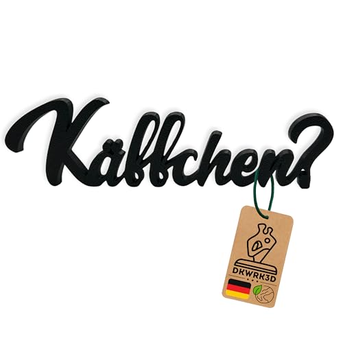 Käffchen Schriftzug - Kaffee Schild Dekoration - Kaffee Aufsteller - Coffee Deko - Kaffeeecke - Kaffeetheke - Café - Coffee-Bar - Restaurant Schriftzug - Dekofigur aus Kunststoff (Schwarz, S) von DKWRK3D