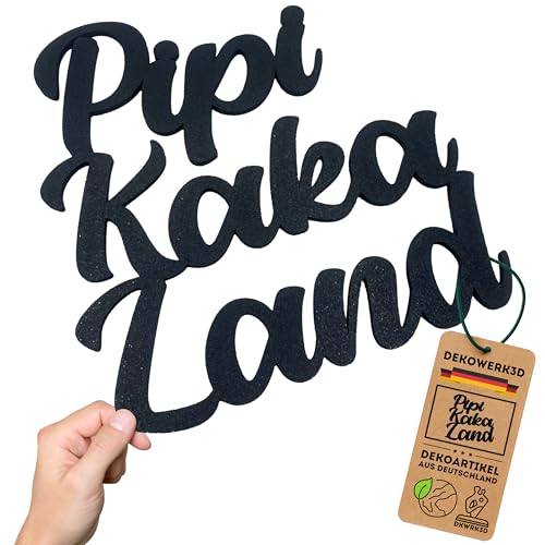 Pipi Kaka Land Türschild - WC Schild Lustig - Wandtattoo Toilette - Türaufkleber - Aufkleber Toilettentür - Gäste WC Schild - WC BIlder Toilette - Toilettenschild Lustig - Dekoaufkleber (L) von DKWRK3D