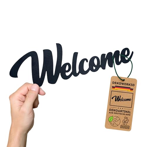 Welcome Schriftzug - Welcome Schild Deko - Flur Wanddekoration - Wohnzimmer Wand Dekoration - Wandtattoo - Wandsticker - Aufkleber - Wanddeko für zu Hause (M) von DKWRK3D