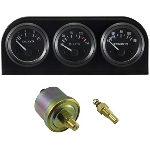 DL-Racing 3x 52mm Zusatzinstrumente für Öldruck, Öltemperatur und Kühlmitteltemperatur mit Halterung und Sensoren von DL-Racing
