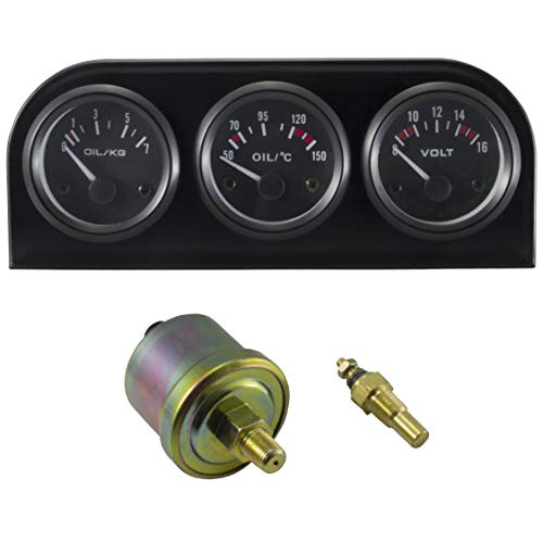 Instrumentenhalter 52mm 3-Fach mit Instrumenten - Öltemperatur, Öldruck, Spannung von DL-Racing