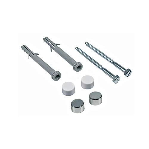 DL-pro Befestigungssatz Fixing Set für Stand-WC | 2X Schraube 5,5x85 mm 2X Dübel 8x80 mm 4X Abdeckkappe weiß Chrom von DL-pro