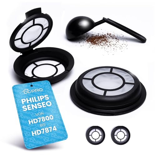 DL-pro Nachfüllbare Kaffeepads Kaffeefilter für Melitta 180424 permanent Padfilter nachfüllbar für Senseo Kaffeemaschine HD7800 bis HD7874 2Stk mit Kaffeepulverlöffel Quadrante von DL-pro