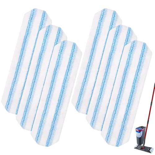 DLAIMI 6 Stück Mikrofaser-Wischtücher Ersatz für Vileda H2PrO Flachmopp-Ersatzteile,Mikrofaser Mop Pad einfach reinigen für alle harten Böden, wiederverwendbar & Maschinenwaschbar von DLAIMI