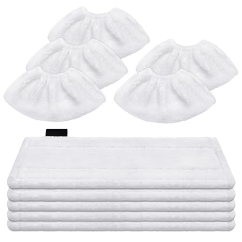 DLAIMI 10 Mikrofaser Tuchset Kompatibel für Kärcher Dampfreiniger EasyFix SC 2,SC3,SC4,SC5, 5 Bodendüsen & 5 Handdüsen Microfiber Cloth für Kärcher, Wiederverwendbare, maschinenwaschbare Ersatztücher von DLAIMI