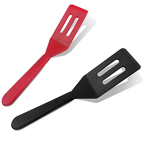 DLAND 2 Stück Mini Brownie Servierspatel Flexibler, antihaftbeschichteter Silikon-Keksspatel Geschlitzter Spatel für Flip-Ei in kleiner Bratpfanne Cookie-Teig-Kochgeschirr Kochen Backen von DLAND