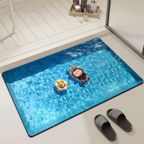 DLAYLQZG 3D Cartoon Puppen Badematte aus Kieselgur Super Saugfähig, Schnell Trocknend Leicht zu Reinigen mit Rutschfester Gummi Unterseite Vielseitig für Badezimmer Pool Wohnzimmer (Style 3,30x40cm) von DLAYLQZG