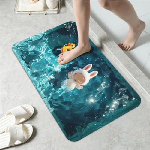 DLAYLQZG 3D Cartoon Puppen Badematte aus Kieselgur Super Saugfähig, Schnell Trocknend Leicht zu Reinigen mit Rutschfester Gummi Unterseite Vielseitig für Badezimmer Pool Wohnzimmer (Style 2,30x40cm) von DLAYLQZG