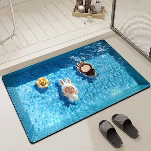 DLAYLQZG 3D Cartoon Puppen Badematte aus Kieselgur Super Saugfähig, Schnell Trocknend Leicht zu Reinigen mit Rutschfester Gummi Unterseite Vielseitig für Badezimmer Pool Wohnzimmer (Style 1,40x60cm) von DLAYLQZG