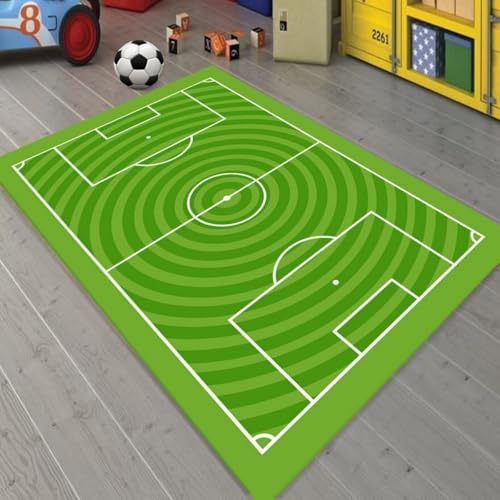 DLAYLQZG Fußball Basketball Spielfeld Spielteppich für Jungen - Waschbarer Rutschfester Teppich für Jugendzimmer & Wohnzimmer Teppich mit Sportdesign (Style 4,80x160cm) von DLAYLQZG