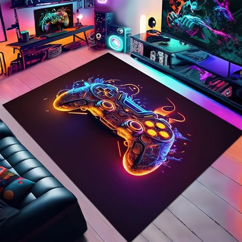 DLAYLQZG Gaming Controller Teppich - Rutschfester Teppich Für Gaming Zimmer, Bodenmatte Mit 3D Geometrischen Mustern, Jugendliche Kinder Spielzimmer Dekorative Für Wohnzimmer (Farbe 1,160x230cm) von DLAYLQZG