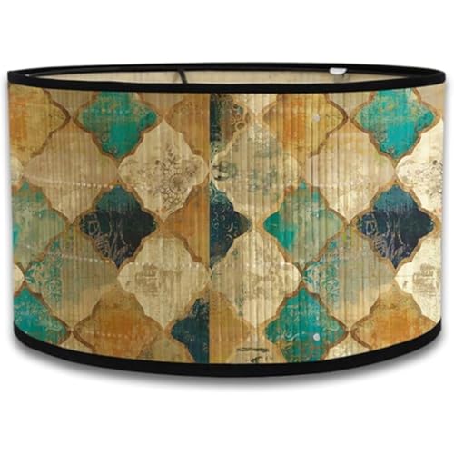 Natural Eco-Friendly Bamboo Drum Ceiling Lamp Shade Nordic Design with Geometric Patterns - Modern Hanging Pendant Light for Living Room Bedroom Kitchen Decor (Stil 2) von DLAYLQZG