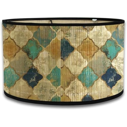 Natural Eco-Friendly Bamboo Drum Ceiling Lamp Shade Nordic Design with Geometric Patterns - Modern Hanging Pendant Light for Living Room Bedroom Kitchen Decor (Stil 3) von DLAYLQZG