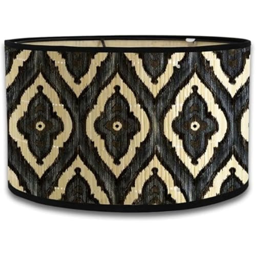 Natural Eco-Friendly Bamboo Drum Ceiling Lamp Shade Nordic Design with Geometric Patterns - Modern Hanging Pendant Light for Living Room Bedroom Kitchen Decor (Stil 5) von DLAYLQZG