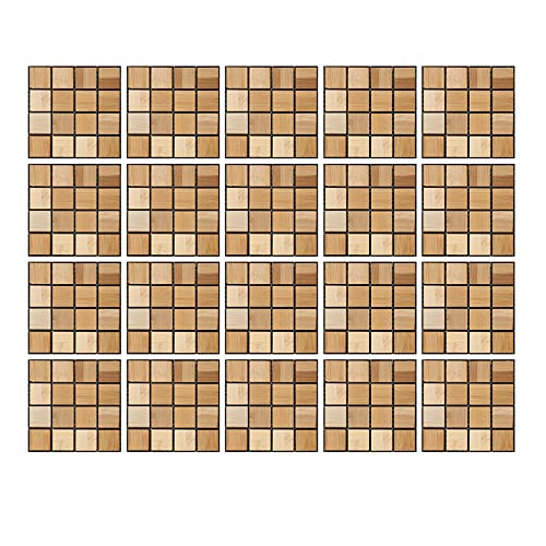 DLBX 20 Stück 15 x 15cm Mosaik Fliesenaufkleber Wandfliese Aufkleber für Fliesen für Bad und Küche Deko Fliesenfolie Selbstklebende Fliesenaufkleber (Holzfarbe) von DLBX