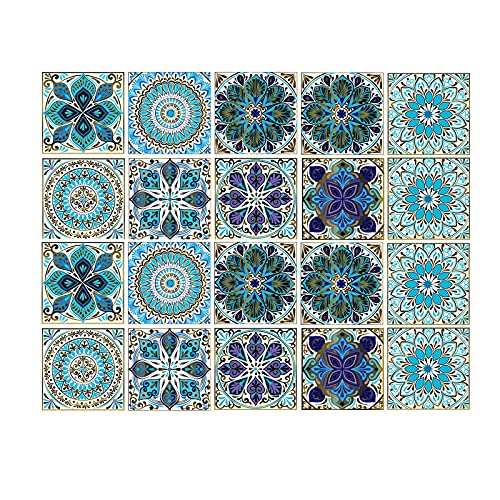 Fliesenaufkleber, selbstklebend, für Badezimmer, viktorianisch, marokkanisch, böhmischer Stil, zum Abziehen und Aufkleben, 10 x 10 cm, 20 Stück von DLBX