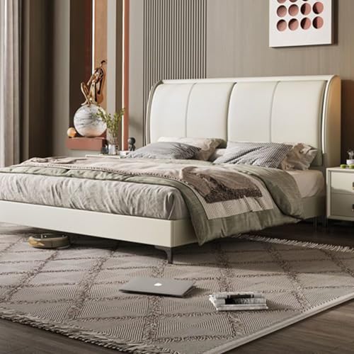 DLCQIJI Beige Modern Full Size Bettgestell Gepolstertes Plattformbett Ergonomisches Gepolstertes Kopfteil Holzlatten Unterstützung Geräuschfrei DLCQIJI Beige Modern Full Size Bettgestell Gepolstertes Plattformbett Ergonomisches Gepolstertes Kopfteil Holzlatten Unterstützung Geräuschfrei von DLCQIJI