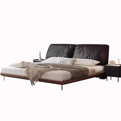 DLCQIJI Black Simplicity Bettrahmen in voller Größe, gepolstertes Plattformbett, Holzlattenstütze, mit Kopfteil, geräuschfrei von DLCQIJI