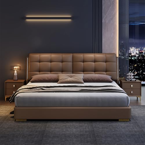 DLCQIJI Leichtes, luxuriöses modernes Bettgestell in voller Größe, ergonomisches gepolstertes Kopfteil Holzlattenstütze mit Kopfteil, geräuschfrei DLCQIJI Leichtes, luxuriöses modernes Bettgestell in voller Größe, ergonomisches gepolstertes Kopfteil Holzlattenstütze mit Kopfteil, geräuschfrei von DLCQIJI